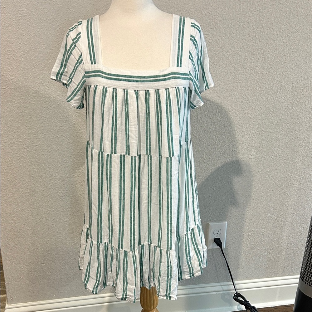 Rails Green and White Striped Dress